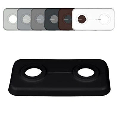 Image of Twin Double Radiator Pipe Collars, Jet Black, for diameters: 15mm 16mm 18mm 21, 3mm; Heating Hole Covers/Rings/Surrounds/Roses, Plastic (15mm, RAL 9005)