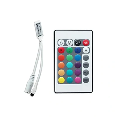 Image of IR RGB LED Controller Dimmer / Switch 12 V 24 DC with Remote Control for Strips Plug and Socket