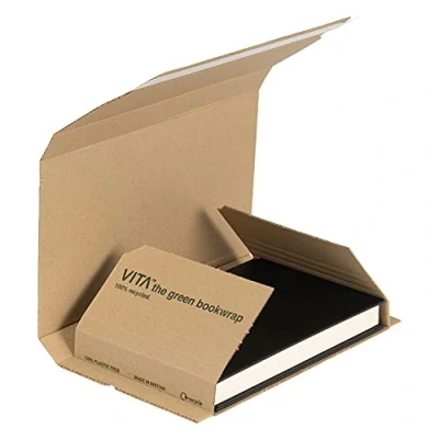 Image of Blake Vita Plastic Free Recycled Kraft Cardboard Book Wrap 310 x 250 70 mm (BWM06) Pack of 25