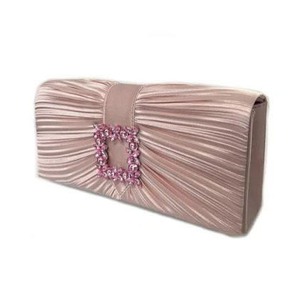 Image of LeahWard Women&#039;s Satin Clutch Bag Crystal Wedding Party Evening Handbag (Blush)