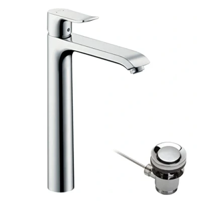Image of hansgrohe Metris Basin Mixer Tap 260 for wash bowls with pop up waste, chrome, 31082000