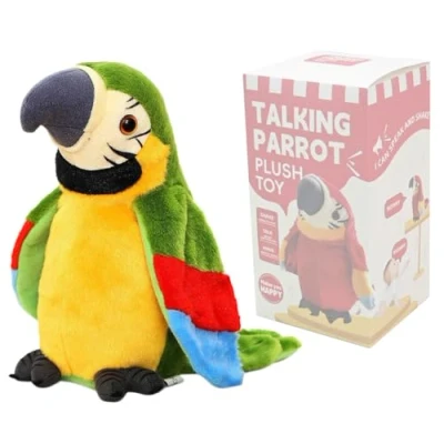 Image of Cutiest Talking Parrot Toy Mimicry Pet Speaking Plush Repeat What You Say Waving Wings Electronic Record Bird Stuffed Animal Interactive Sensory Educational Birthday Xmas Gift