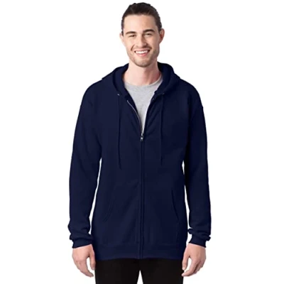 Image of Hanes Men&#039;s Ultimate Cotton Full Zip Fleece Hood f280, Deep Navy, X Large