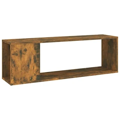 Image of vidaXL Engineered Wood TV Cabinet Smoked Oak Finish, 2 Shelf Media Console for Living Room, Bedroom Modern Design, Easy Assembly