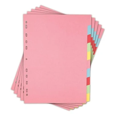 Image of Elba 5 Pack A4 File Dividers, 10 Part Card Folder Dividers