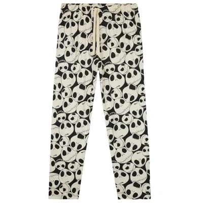 Image of Disney Mens Pyjama Bottoms, Comfy Loungewear PJs with Pockets Cosy Gifts for Him (L, White/Black Jack)