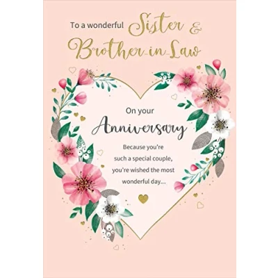 Image of Regal Publishing Classic Annivesary Card Sister &amp; Brother in Law 9 x 6 inches,brownbeigeblackpink