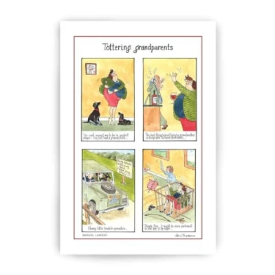 Image of Minilabel &#039;Grandparents&#039; Tottering Tea Towel Dish Cloth Amusing, Funny, Comical