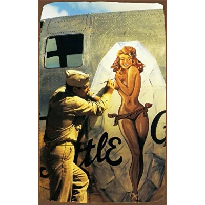Image of BCTS 8x12 inch Pin Up Girl Ww2 Poster Vintage Style Metal Advertising Wall Plaque Sign Decor SP#123