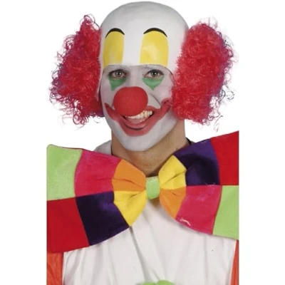 Image of Smiffys Clown Rubber Top Wig, Red With Hair, Latex, Circus Fancy Dress, Dress Up Wigs