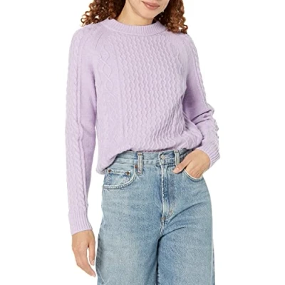 Image of Amazon Essentials Women&#039;s Stitch Cable Jumper, Pastel Lilac, XXL