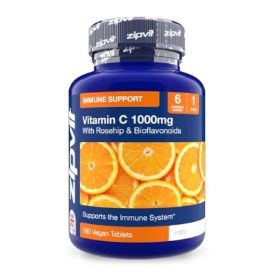 Image of Vitamin C 1000mg with Bioflavonoids, 200 Vegan Tablets. Supports The Immune System. Contributes to a Reduction in Tiredness and Fatigue