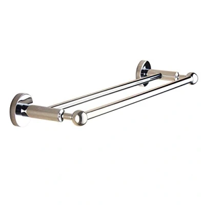 Image of Towel Rails Wall Mounted Bath Rack,Wall Double Bar Stainless Steel Brushed Finish Holder Rod for Bathroom or Kitchen/95Cm