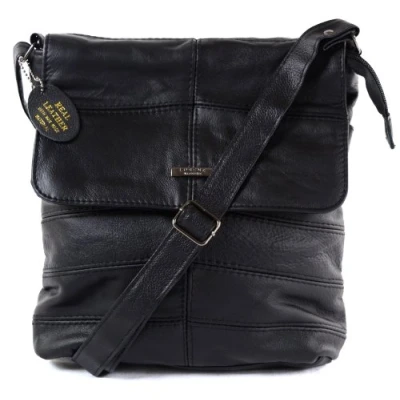 Image of Ladies Leather Cross Body Bag/Shoulder Bag (Black)