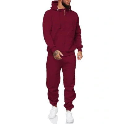 Image of HHGKED Sweat suits men Tracksuits 2 Piece sets Athletic Jogging Casual Outfits for men, Wine Red, XX L