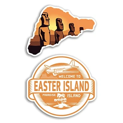 Image of 2 x 10cm Wide Easter Island Vinyl Stickers City Landmarks Holiday Travel Adventure Map Flag Country Scrapbooking Gift #78747