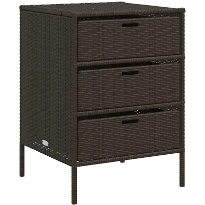 Image of vidaXL Garden Storage Cabinet Brown 55x59x80 cm Poly Rattan