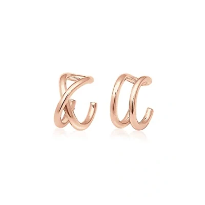 Image of Elli Earrings Ladies Earcuff Set Geo Basic Minimal in 925 Sterling Silver Rose Gold Plated