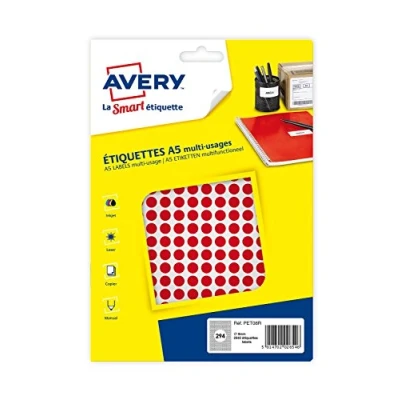 Image of Avery Box of 2940 Multi Purpose Labels 8 mm Red