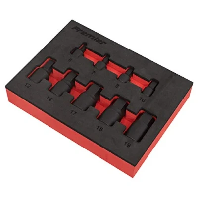 Image of Sealey Premier Low Profile Impact Hex Socket Bit Set 1/4&quot; &amp; 3/8&quot; Sq Drive 9pc Metric