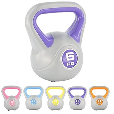 Image of BRAVICH Vinyl Kettlebell 6kg, Home Gym Workout Equipment Strength Fitness Pilates Weight Training