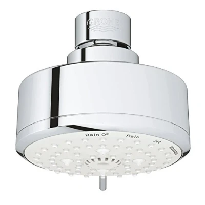 Image of GROHE New Tempesta Cosmopolitan 100 Head Shower with 4 Spray Options, 100mm Head, Water Saving, Easy to Clean Chrome 27591001