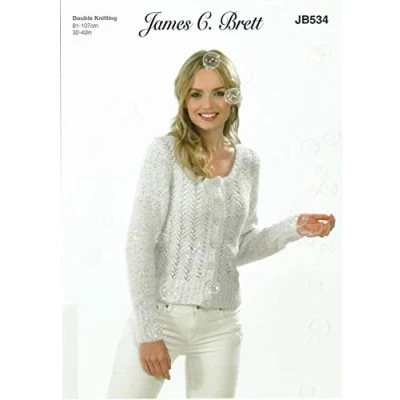 Image of James C. Brett JB534 Knitting Pattern Womens Cardigan in Bubbalicious DK