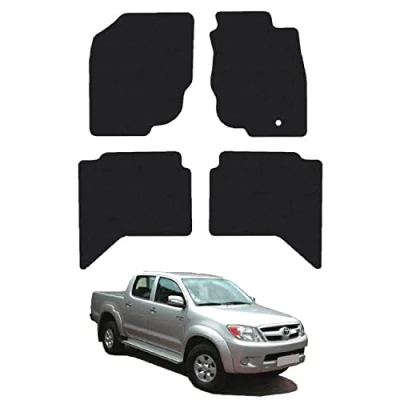 Image of Carpet Floor Mats for the Toyota Hilux (2005 2011) [Only suitable Double Cab models] Custom Van Accessory Tailored fit, Granulated Anti Slip Layer &amp; Black Binding
