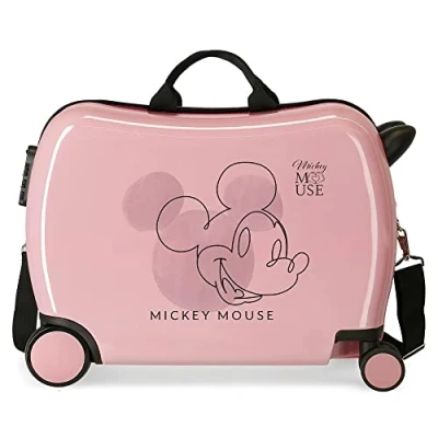 Image of Disney Mickey Outline, Pink, Talla Unica, Children&#039;s Suitcase
