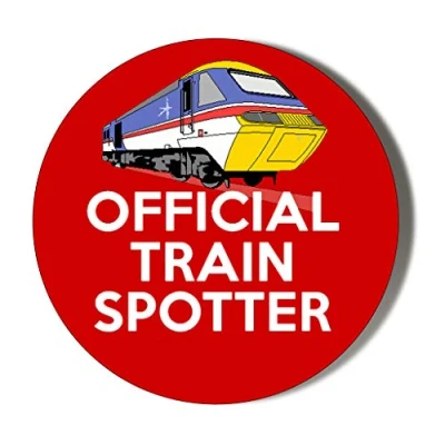 Image of Gift Insanity OFFICAL TRAIN SPOTTER RETRO BLUE 45mm Novelty Badge