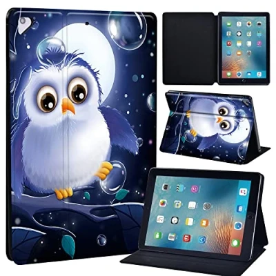 Image of Leather slim lightweight Stand Cover Case for Apple New iPad 9.7 2018 2017(6th Gen, 5th Gen)/iPad Air 2/iPad Air/iPad Pro Tablet with Auto Wake/Sleep (white cute owl)