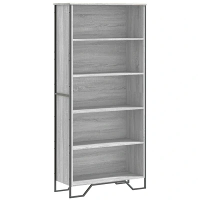 Image of vidaXL Book Cabinet/Bookcase/Storage Bookshelf Grey Sonoma, Engineered Wood, 5 Compartments, Room Divider, Suitable for Living Room, Office, Bedroom 80 x 31 169 cm