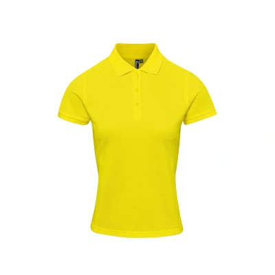 Image of Premier Unisex Womens/Ladies Coolchecker Plus Piqu Polo With CoolPlus (Yellow) Size Small
