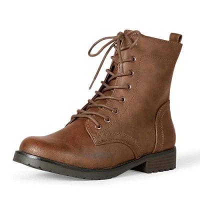 Image of Amazon Essentials Women&#039;s Lace Up Combat Boot, Cognac, 11 UK