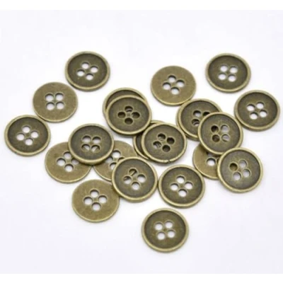 Image of 20 Metal Round 4 Hole Antique Bronze Vintage Colour 15mm Sewing Crafts Bling Buttons