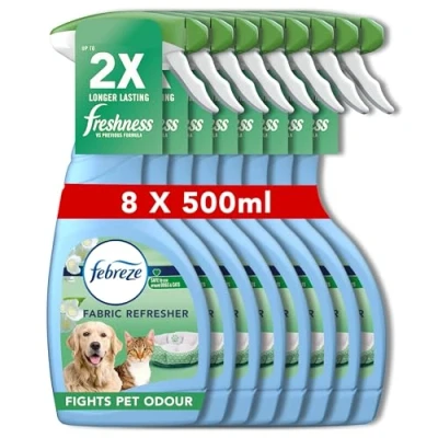 Image of Febreze Fabric Freshener Spray, Pet Odour Fighter, Air Fresheners, Fresh, 4 Litre (500 ml x 8)