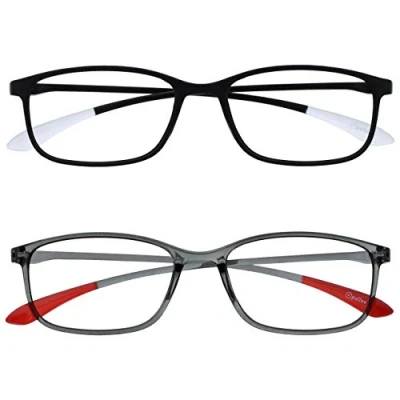 Image of OPULIZE Ice Reading Glasses Ultra Lightweight Scratch Resistant Black Grey Frame Mens Womens RR61 17 +1.50