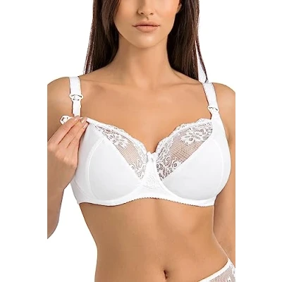 Image of Teyli Women&#039;s Bra Underwired Cotton Cups Minimiser Anastasia Color White Size 36HH