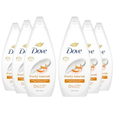 Image of Dove Body Wash 0% Sulfate SLES for Women Made with Naturally Derived Cleansers and Plant Based Moisturiseres Gently Cleanses Softer Smoother Skin, 720ml (Buy 6, Fruity Nourish)