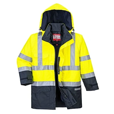 Image of Portwest Bizflame Rain Hi Vis Multi Protection Jacket, Size: 4XL, Colour: Yellow/Navy, S779YNR4XL