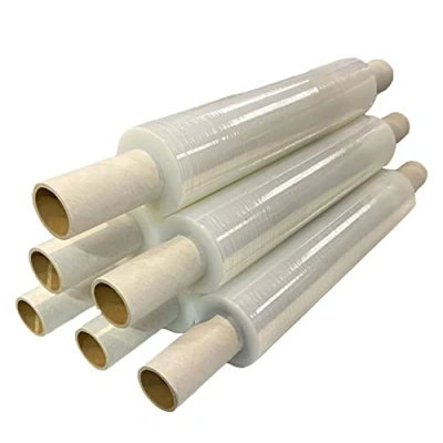 Image of 2 x Heavy Duty 1.5KG Clear Pallet Stretch Shrink Wrap 400mm 250m Hand Roll Strong Packaging Cling Film