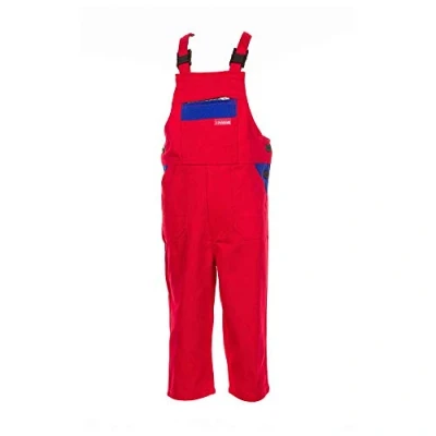 Image of Planam 165086 Size 86/92 Children&#039;s Dungarees Mid Red/Royal Blue