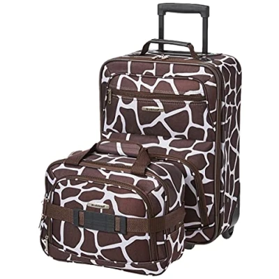Image of Rockland Fashion Softside Upright Luggage Set, Giraffe, 2 Piece Set (14/19),