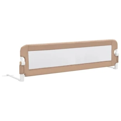 Image of vidaXL Toddler Safety Bed Rail in Taupe Fold Down Access, Compatible for Most Beds, Made of Durable washable Polyester and Lightweight metal