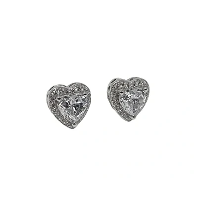 Image of Ladies Cubic Zirconia Sparkly Heart Shaped Stud Earrings in 925 Sterling Silver for Women with Gift Box