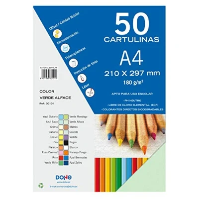 Image of Dohe Pack of 50 Pieces Card, A4 Verde Alface
