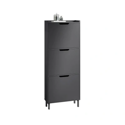 Image of 3 Flip drawers Shoe Cabinet Rack,H129cm Black,FSR151 H SCH Sobuy