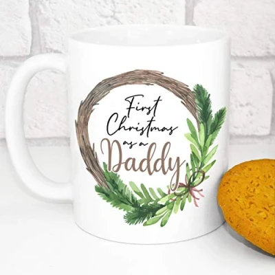 Image of Personalised Christmas Mug 1st As New Baby Gift (Daddy)