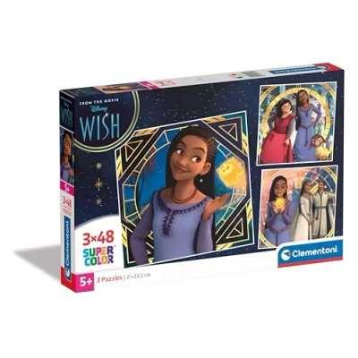 Image of Clementoni Jigsaw Puzzle Disney Wish 3 With 48 Pieces Supercolor For Children 5 7 Years, Cartoon, Disney, Gift Boy/Girls, Kids, Made In Italy, 25310