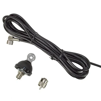 Image of CB Antenna Connection Cable PNI FC27 4 m + Fitted PL259 Connectors and Mounting Brackets for with Butterfly Screw
